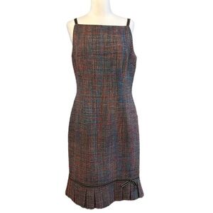 Vintage Dave Meister Tweed Pleated Hem Sheath Dress | 12